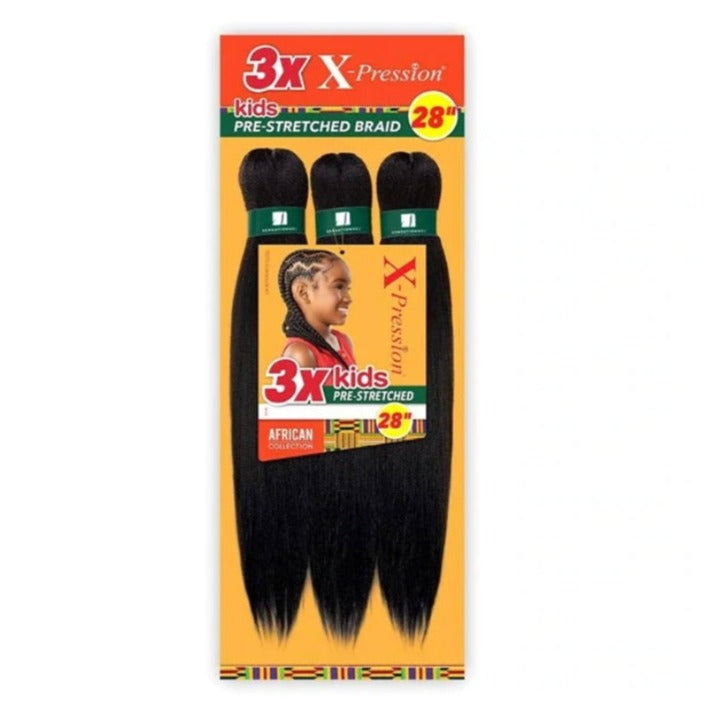 3X X-Pression Kids PRE-STRECTED BRAID 28'' 1b