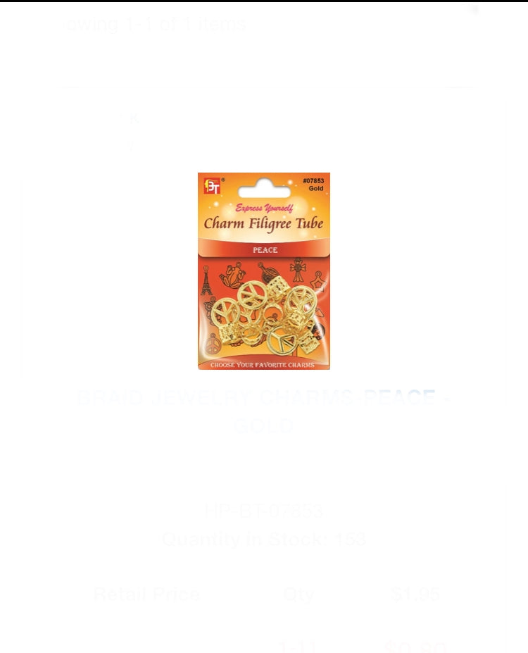 Braid Jewelry Charms-Peace-Gold